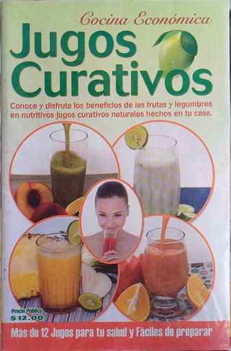 Jugos curativos (portada verde, mujer centro)
